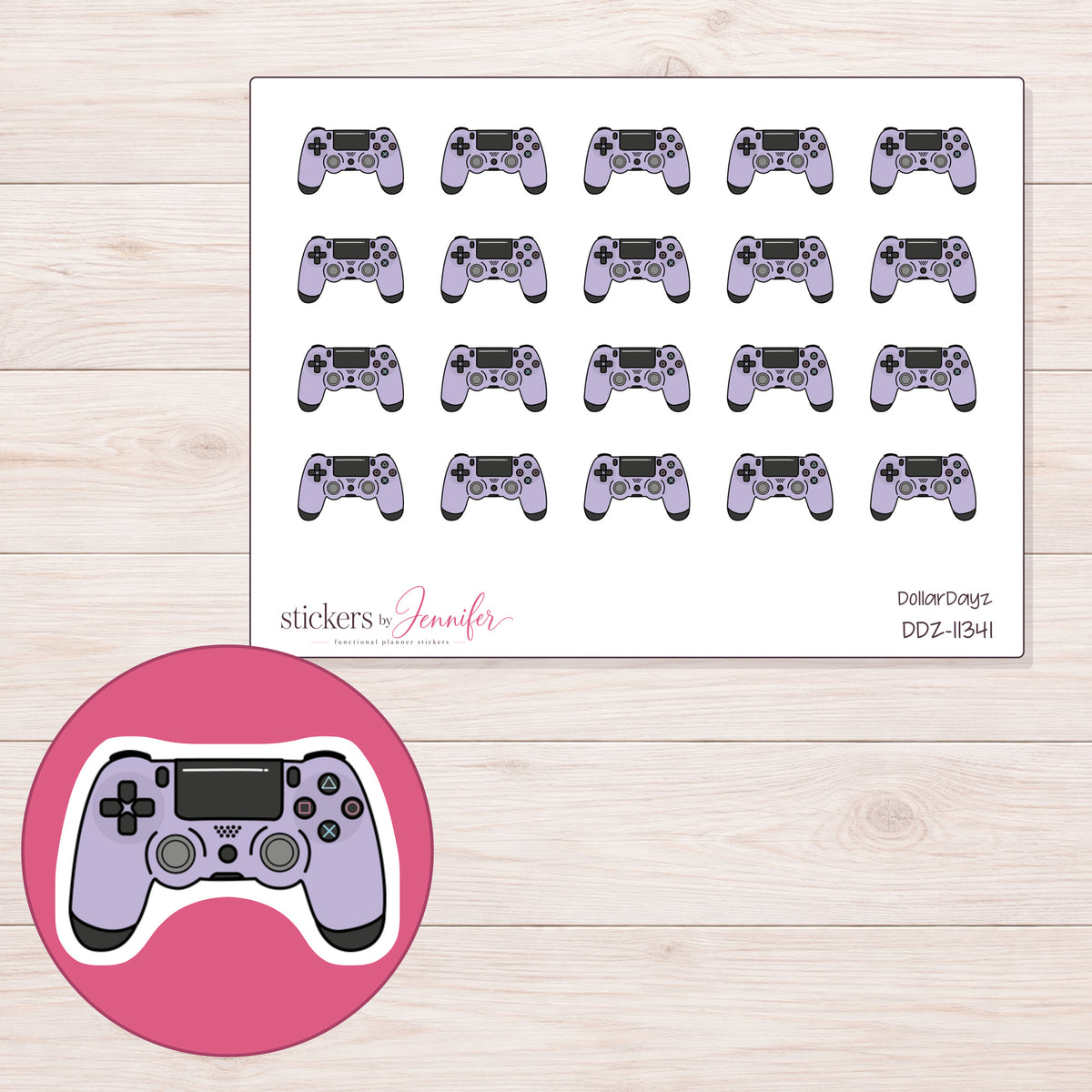 DDZ-11341 planner sticker sheet with enlarged sticker detail