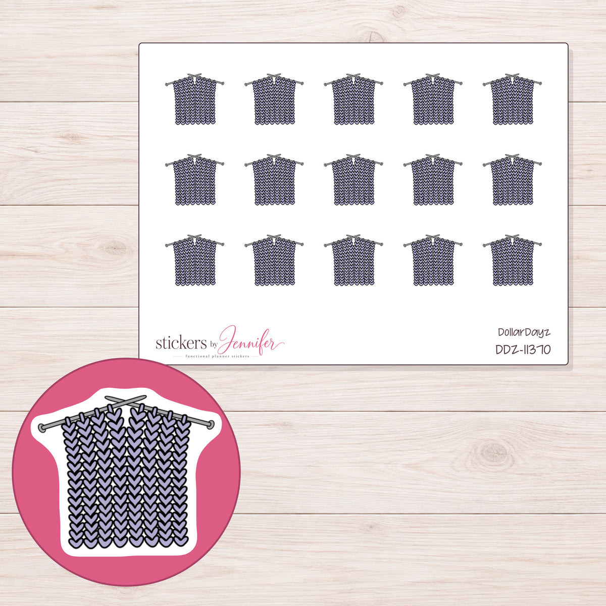 DDZ-11370 planner sticker sheet with enlarged sticker detail