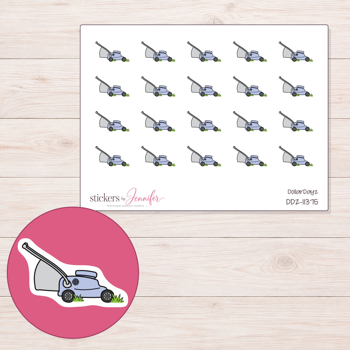 DDZ-11375 planner sticker sheet with enlarged sticker detail