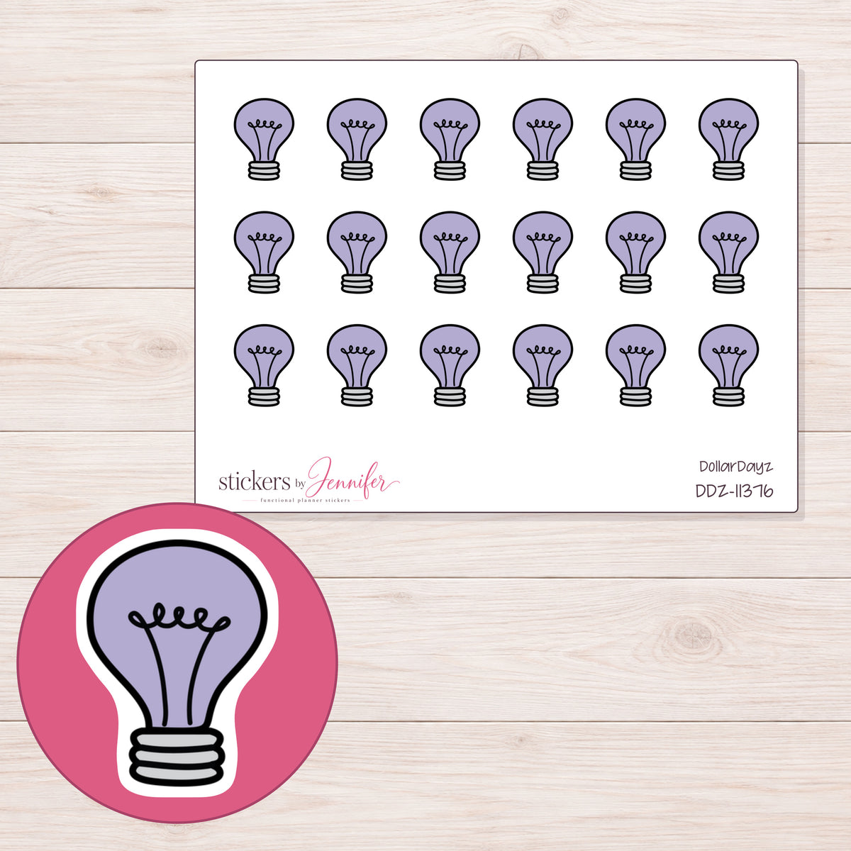 DDZ-11376 planner sticker sheet with enlarged sticker detail
