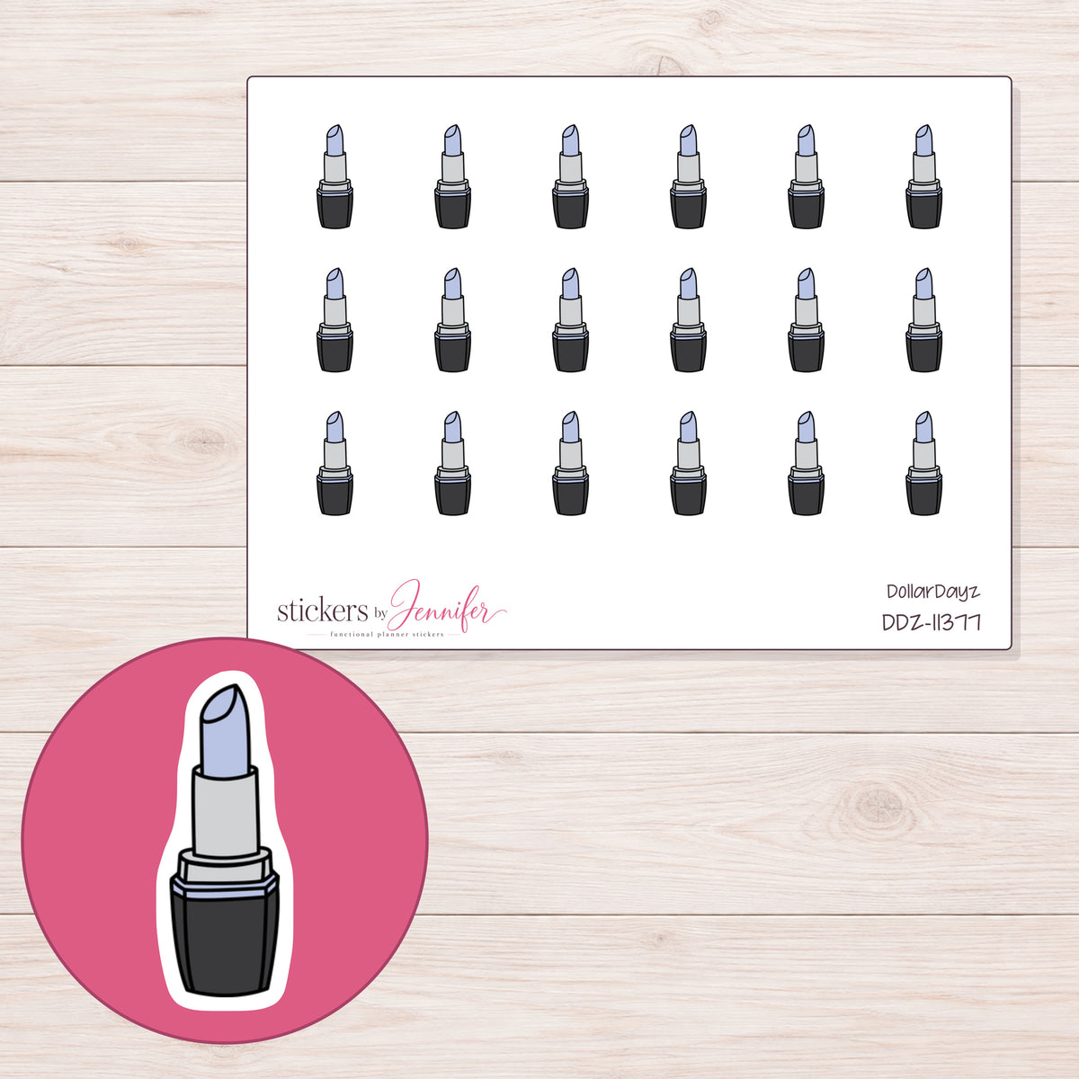 DDZ-11377 planner sticker sheet with enlarged sticker detail