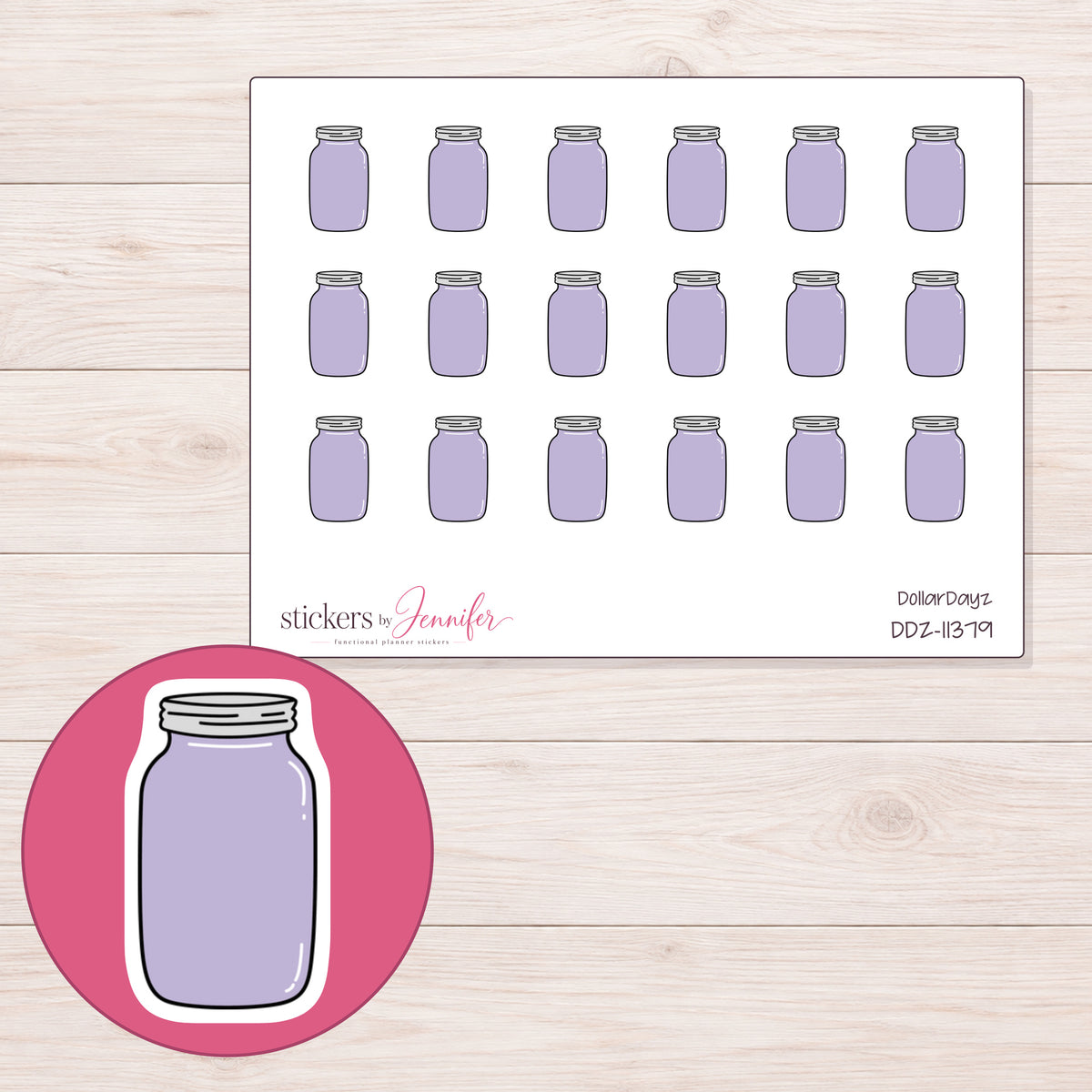 DDZ-11379 planner sticker sheet with enlarged sticker detail