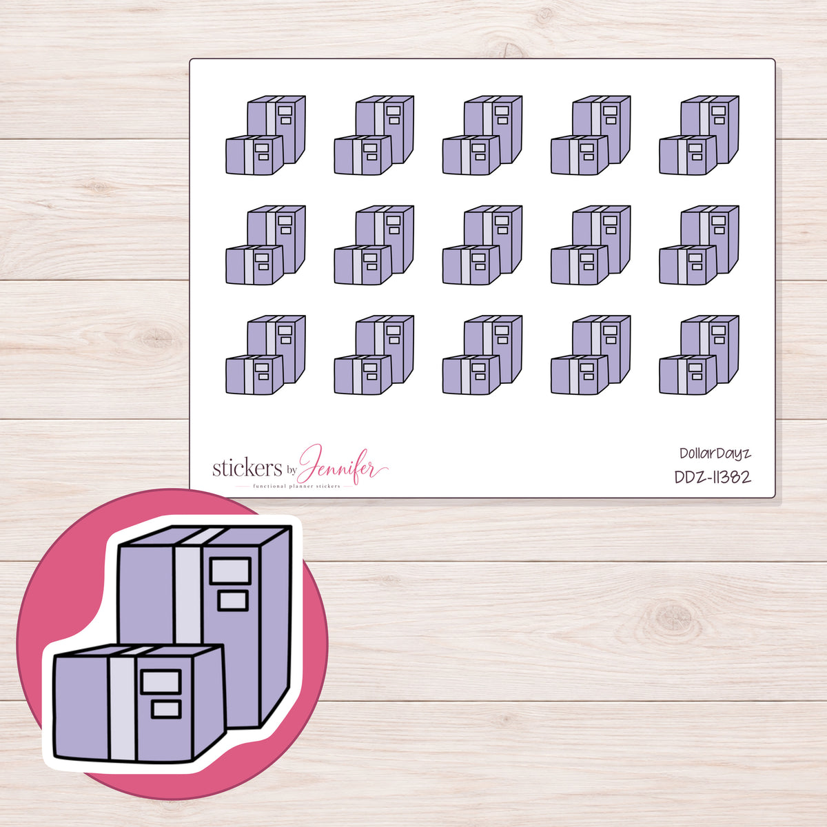 DDZ-11382 planner sticker sheet with enlarged sticker detail