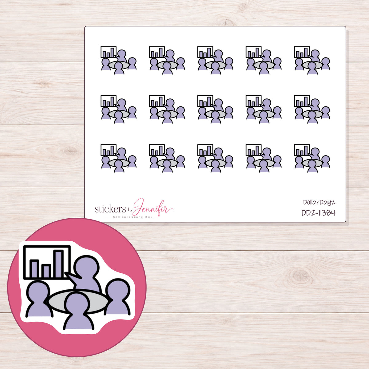 DDZ-11384 planner sticker sheet with enlarged sticker detail