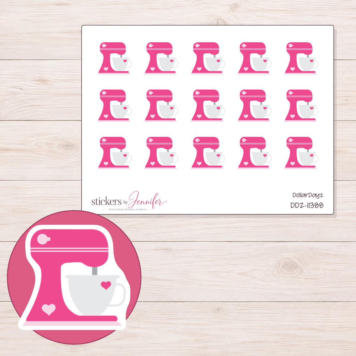 DDZ-11388 planner sticker sheet with enlarged sticker detail