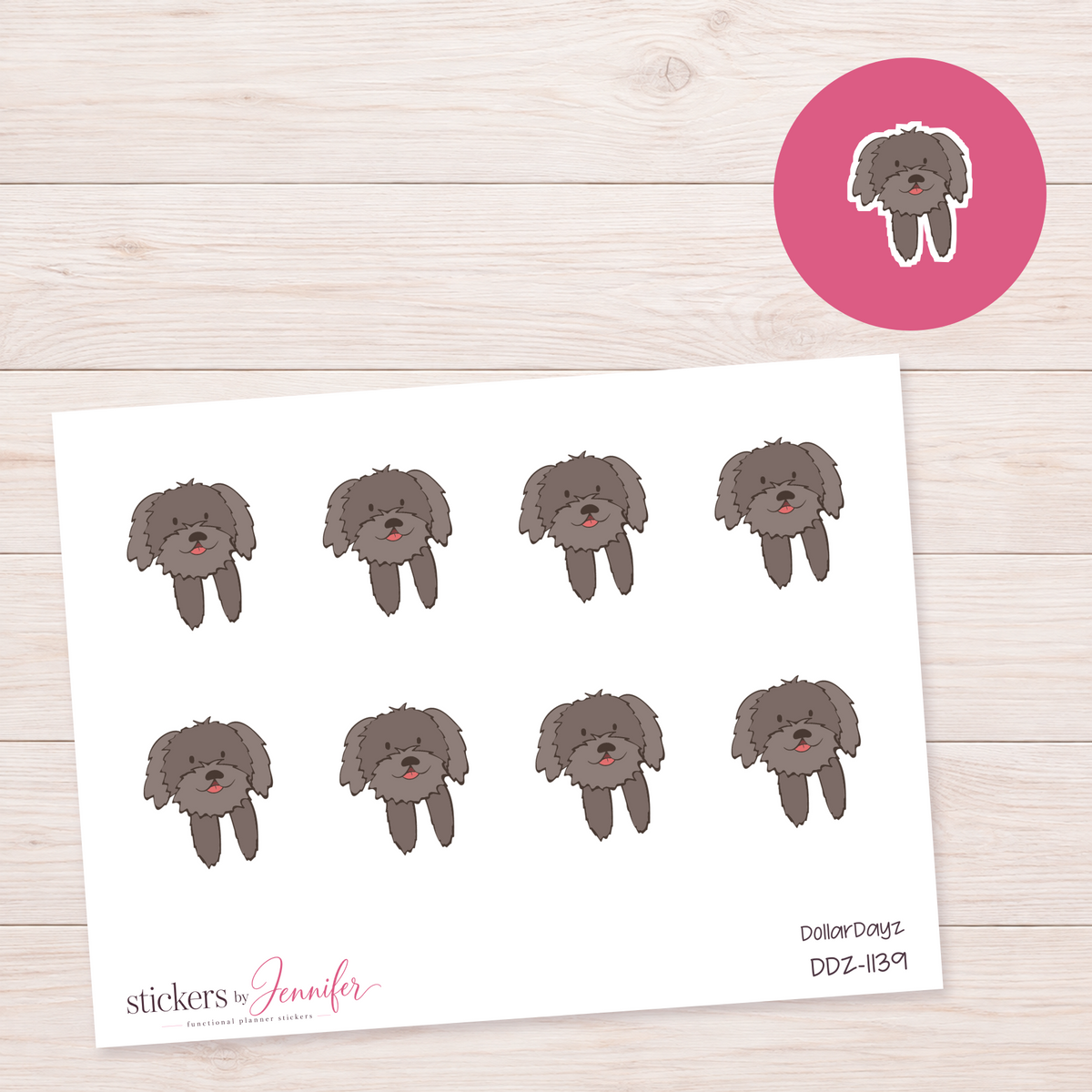 Shaggy Brown Dog Planner Stickers | DDZ-1139