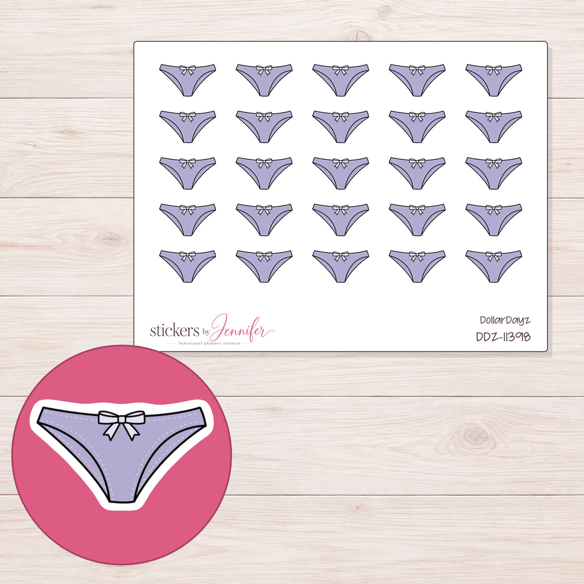 DDZ-11398 planner sticker sheet with enlarged sticker detail
