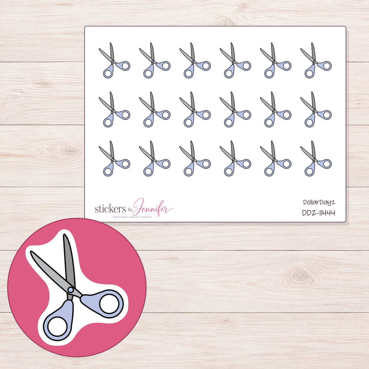 DDZ-11444 planner sticker sheet with enlarged sticker detail