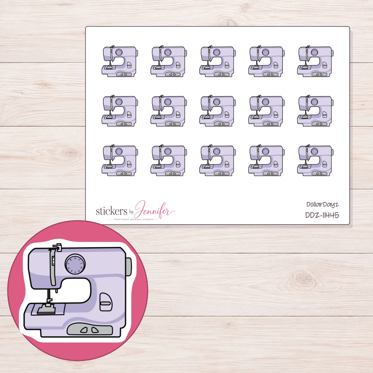 DDZ-11445 planner sticker sheet with enlarged sticker detail