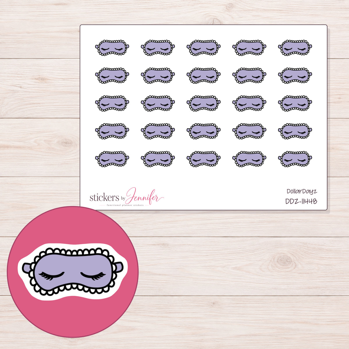 DDZ-11448 planner sticker sheet with enlarged sticker detail