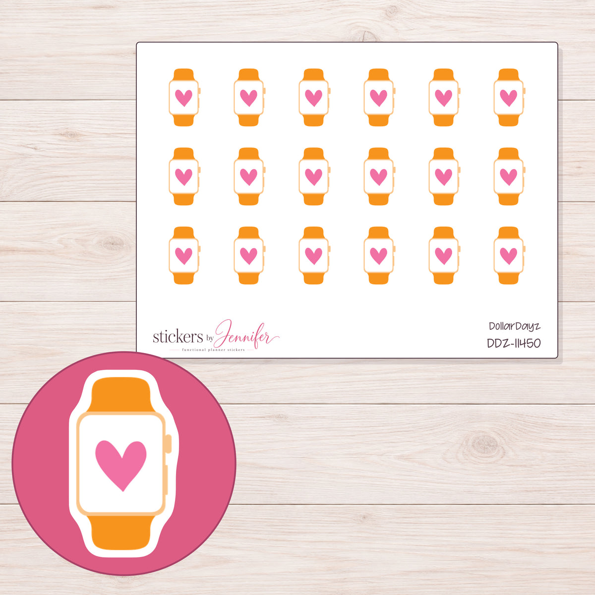 DDZ-11450 planner sticker sheet with enlarged sticker detail