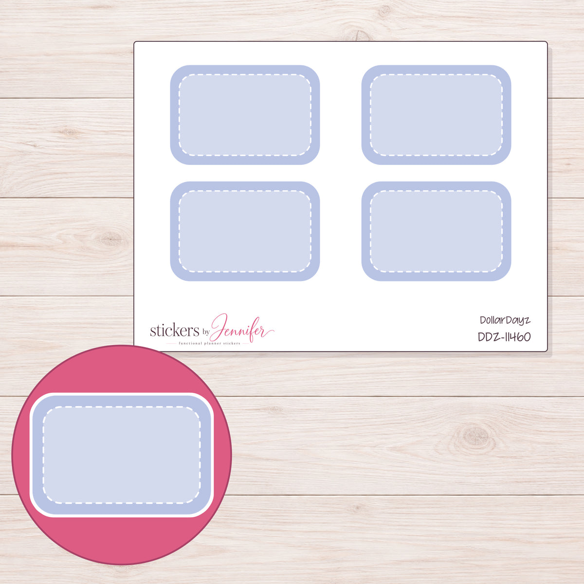 DDZ-11460 planner sticker sheet with enlarged sticker detail