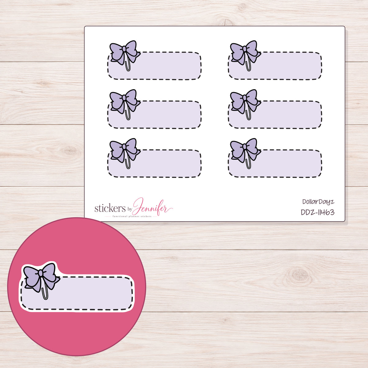 DDZ-11463 planner sticker sheet with enlarged sticker detail