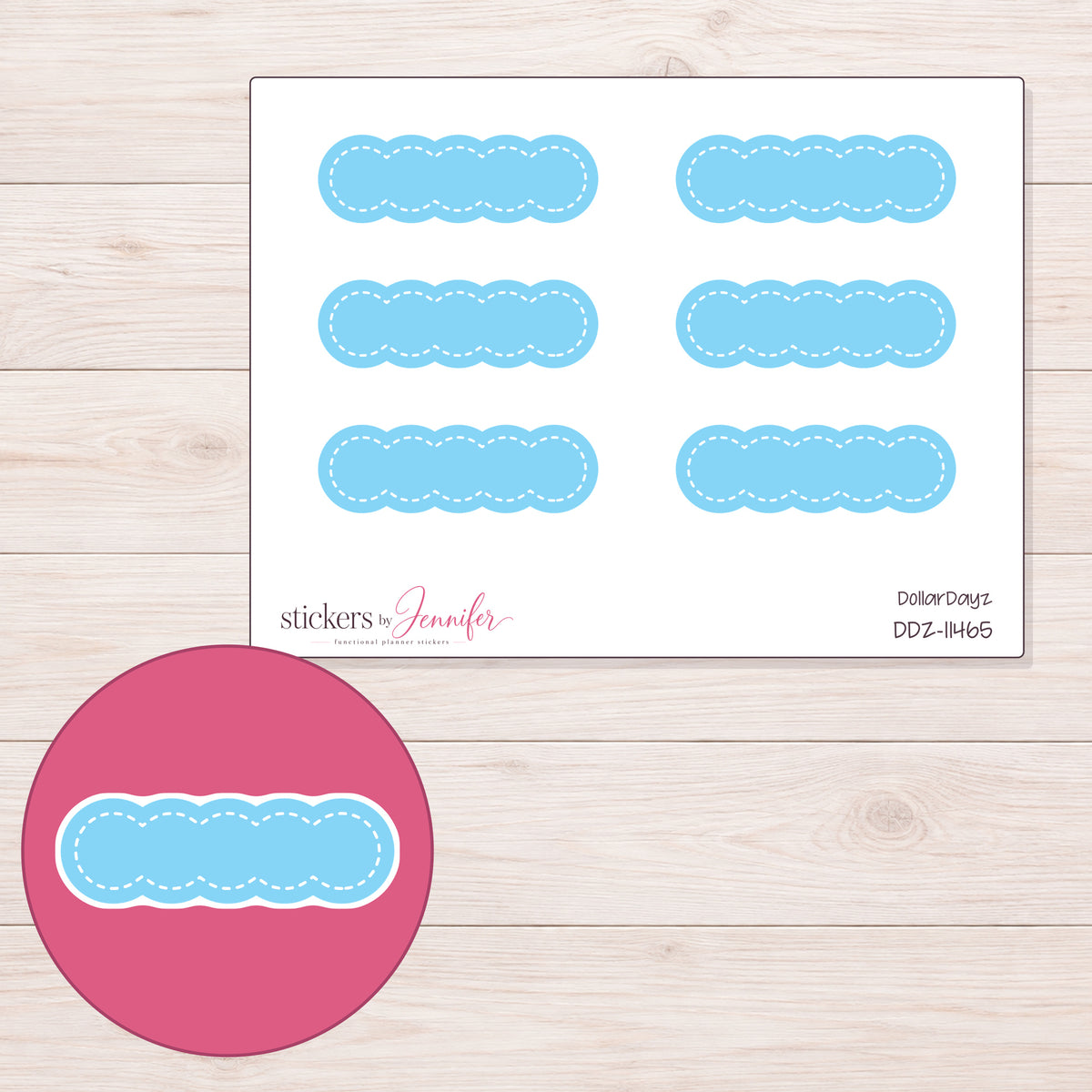DDZ-11465 planner sticker sheet with enlarged sticker detail