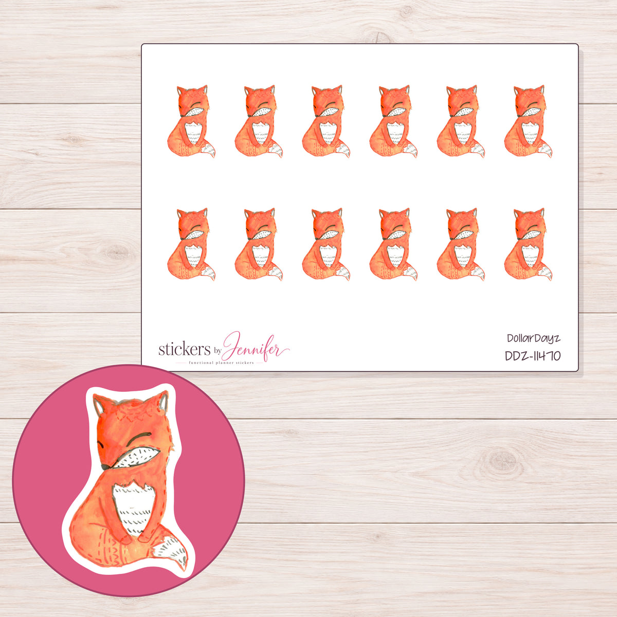 DDZ-11470 planner sticker sheet with enlarged sticker detail