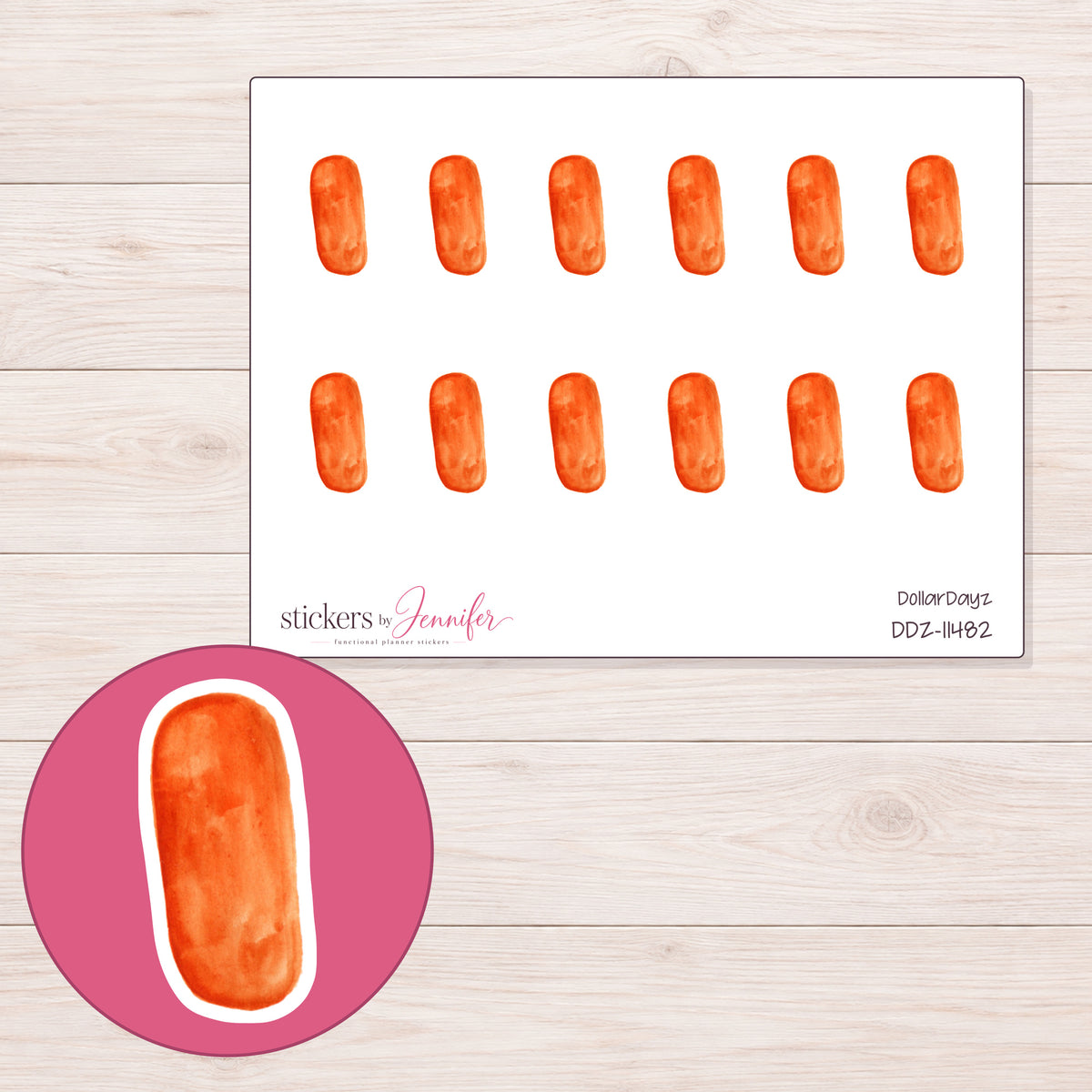 DDZ-11482 planner sticker sheet with enlarged sticker detail