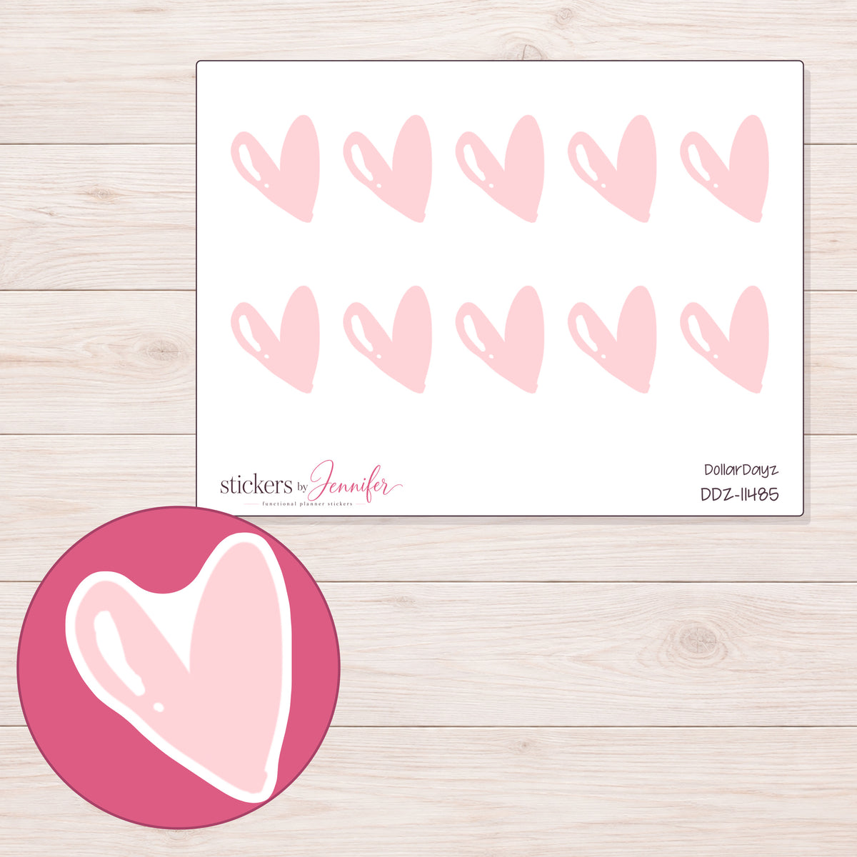 DDZ-11485 planner sticker sheet with enlarged sticker detail