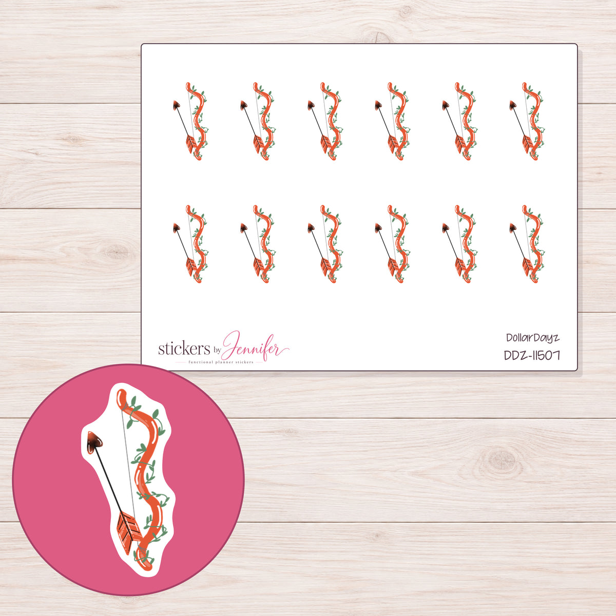 DDZ-11507 planner sticker sheet with enlarged sticker detail