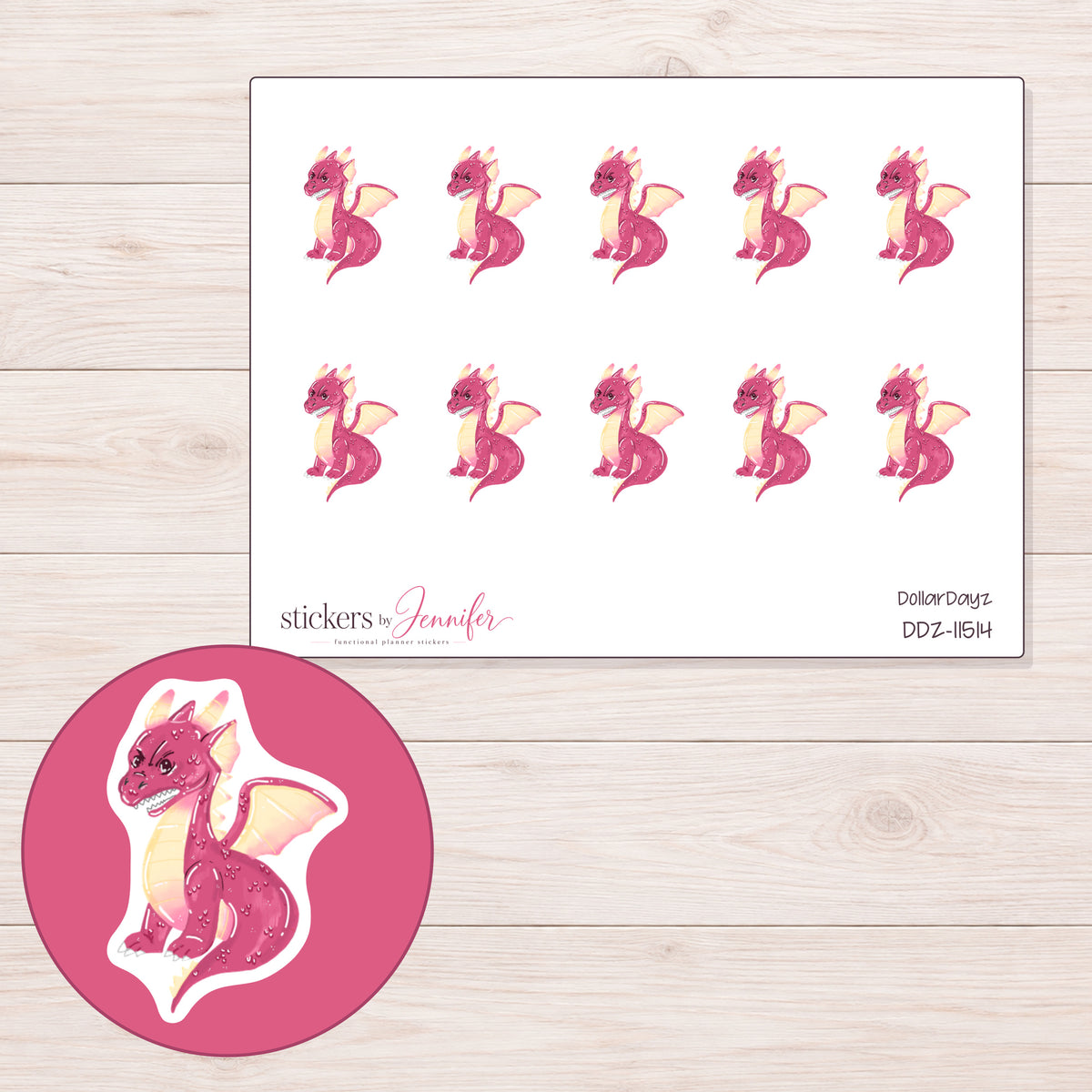 DDZ-11514 planner sticker sheet with enlarged sticker detail