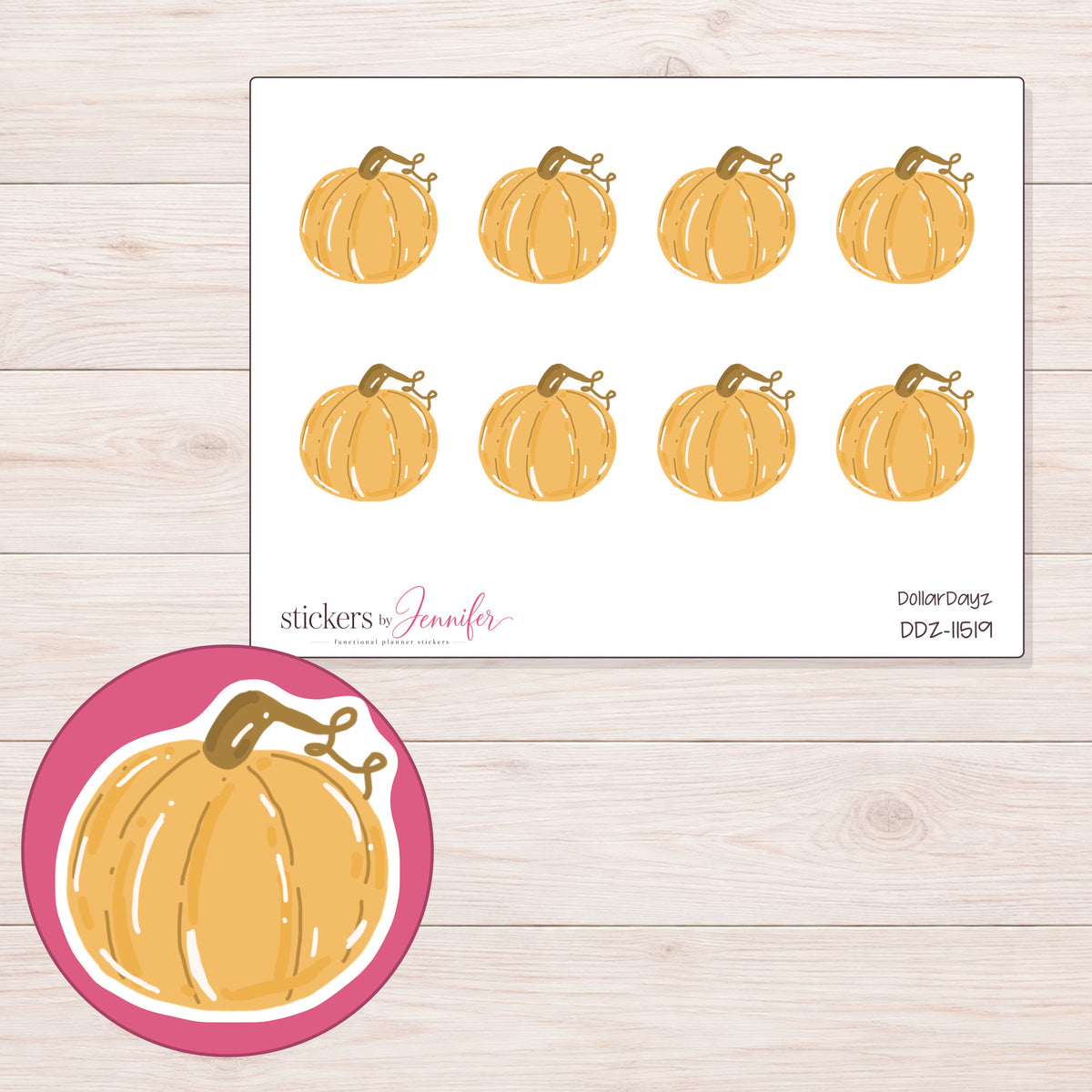DDZ-11519 planner sticker sheet with enlarged sticker detail