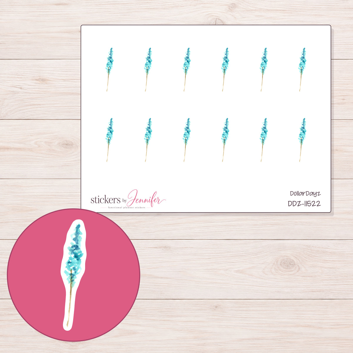 DDZ-11522 planner sticker sheet with enlarged sticker detail
