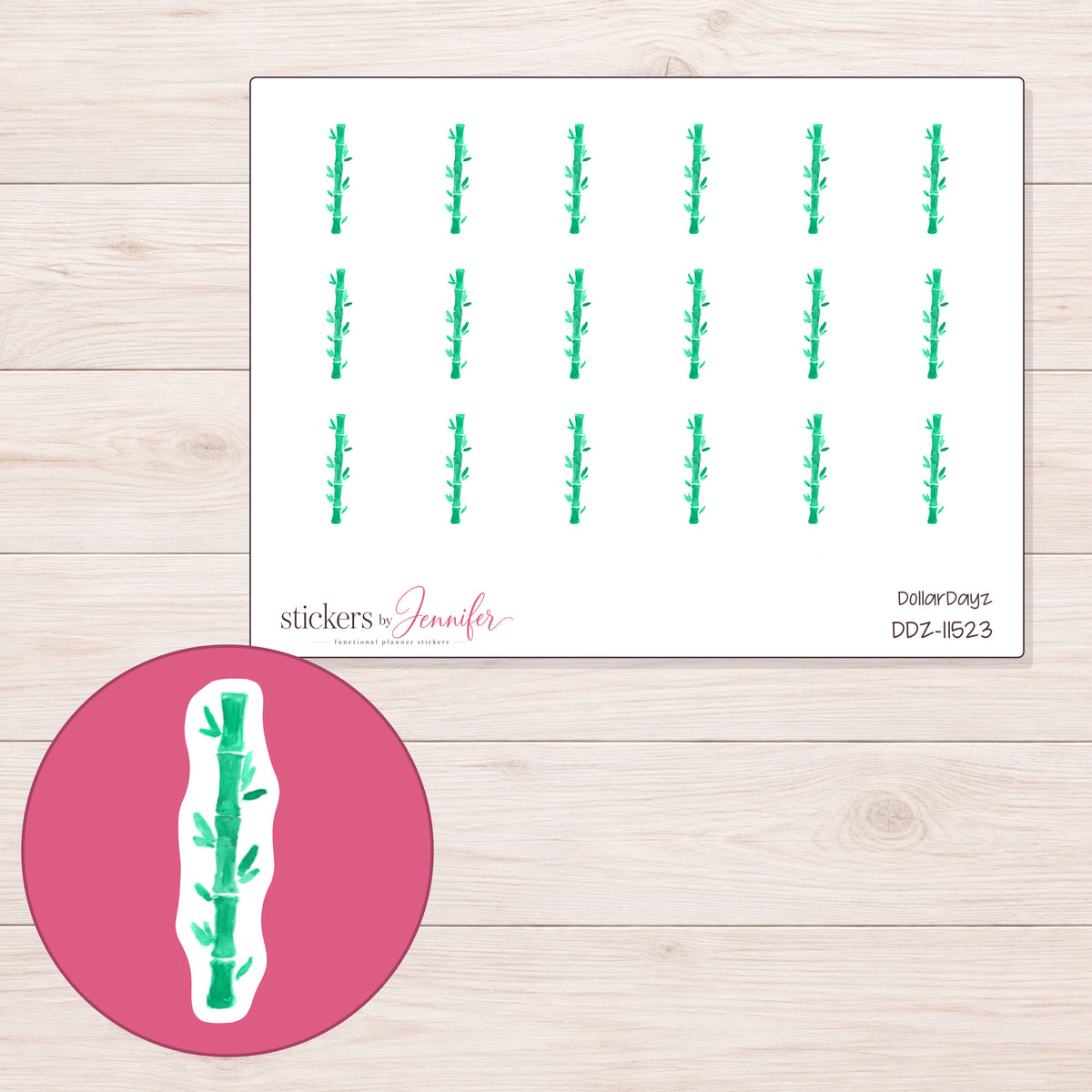 DDZ-11523 planner sticker sheet with enlarged sticker detail