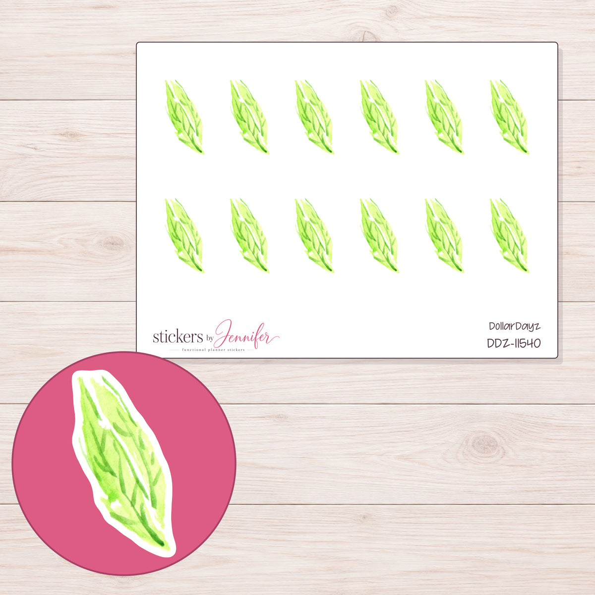 DDZ-11540 planner sticker sheet with enlarged sticker detail
