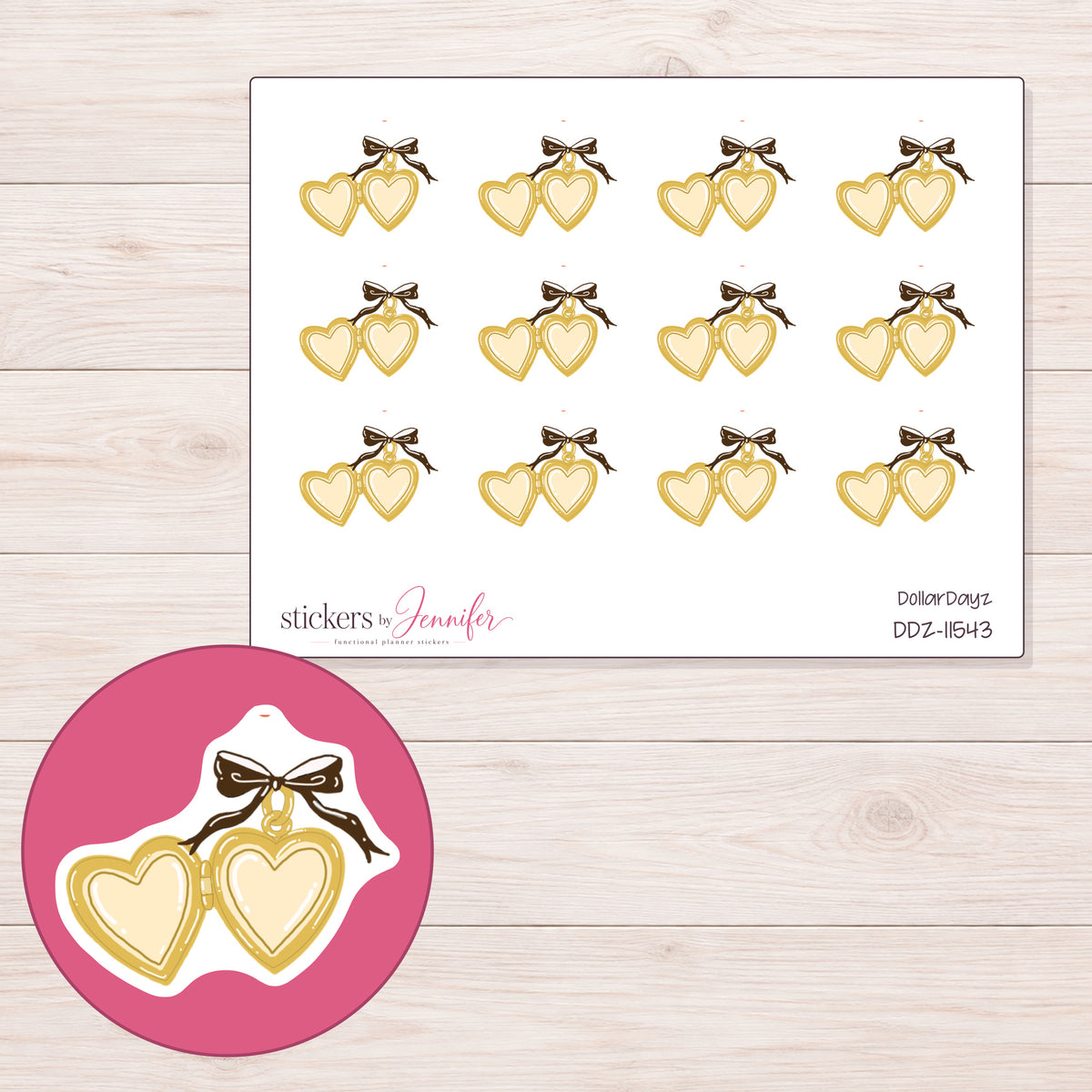 DDZ-11543 planner sticker sheet with enlarged sticker detail