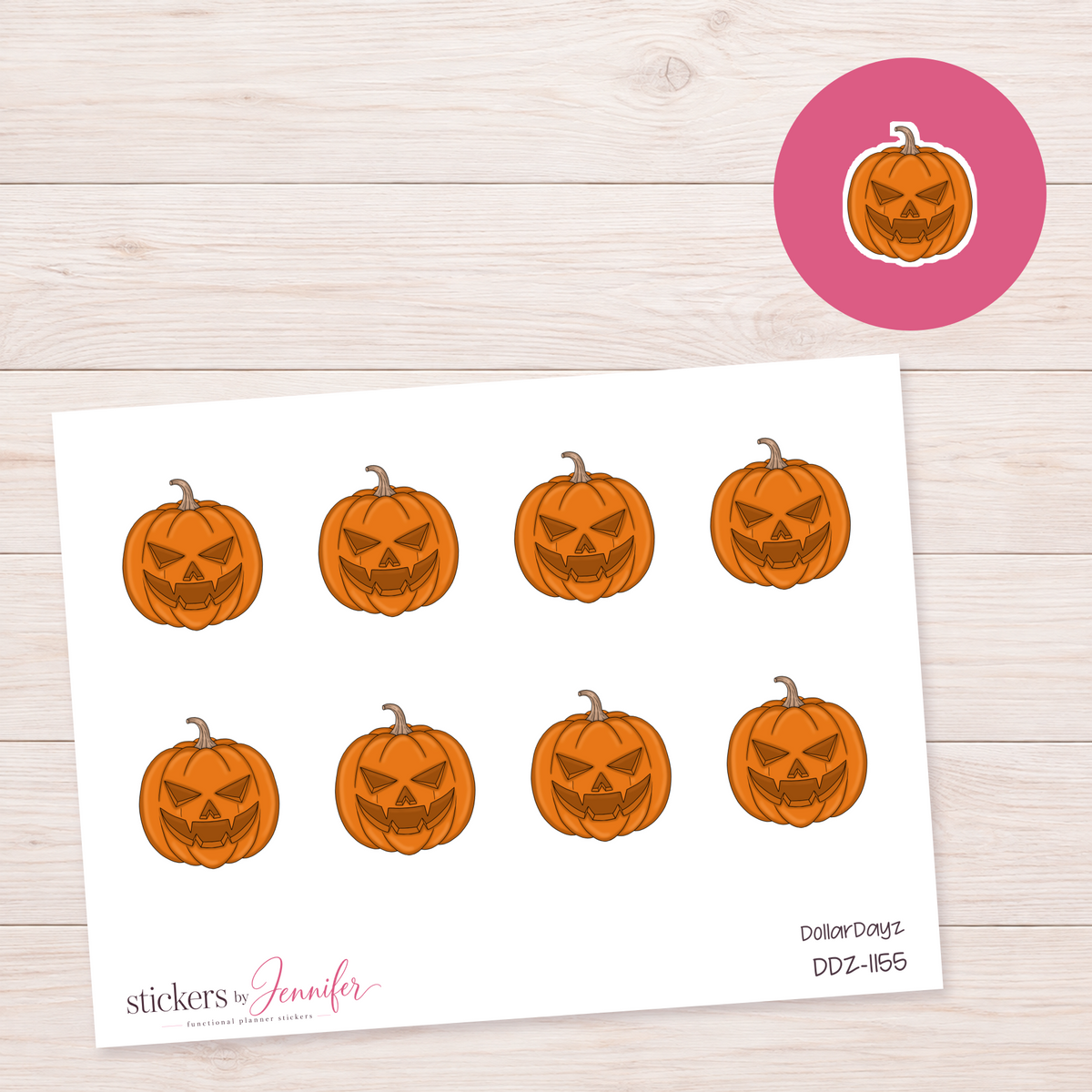 Orange Jack-o'-Lantern Planner Stickers | DDZ-1155