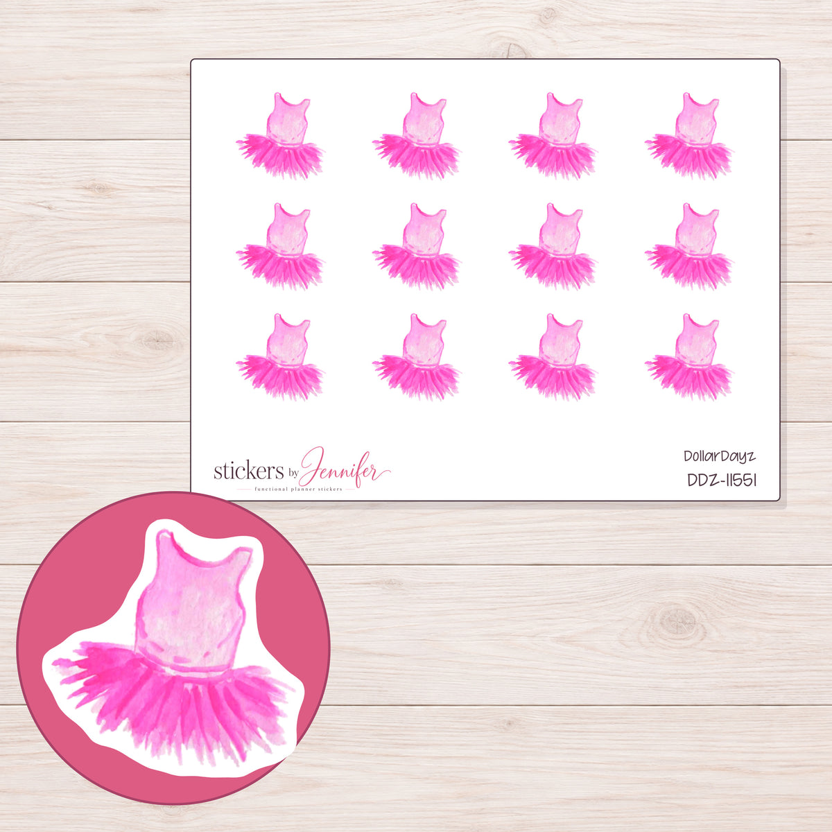 DDZ-11551 planner sticker sheet with enlarged sticker detail