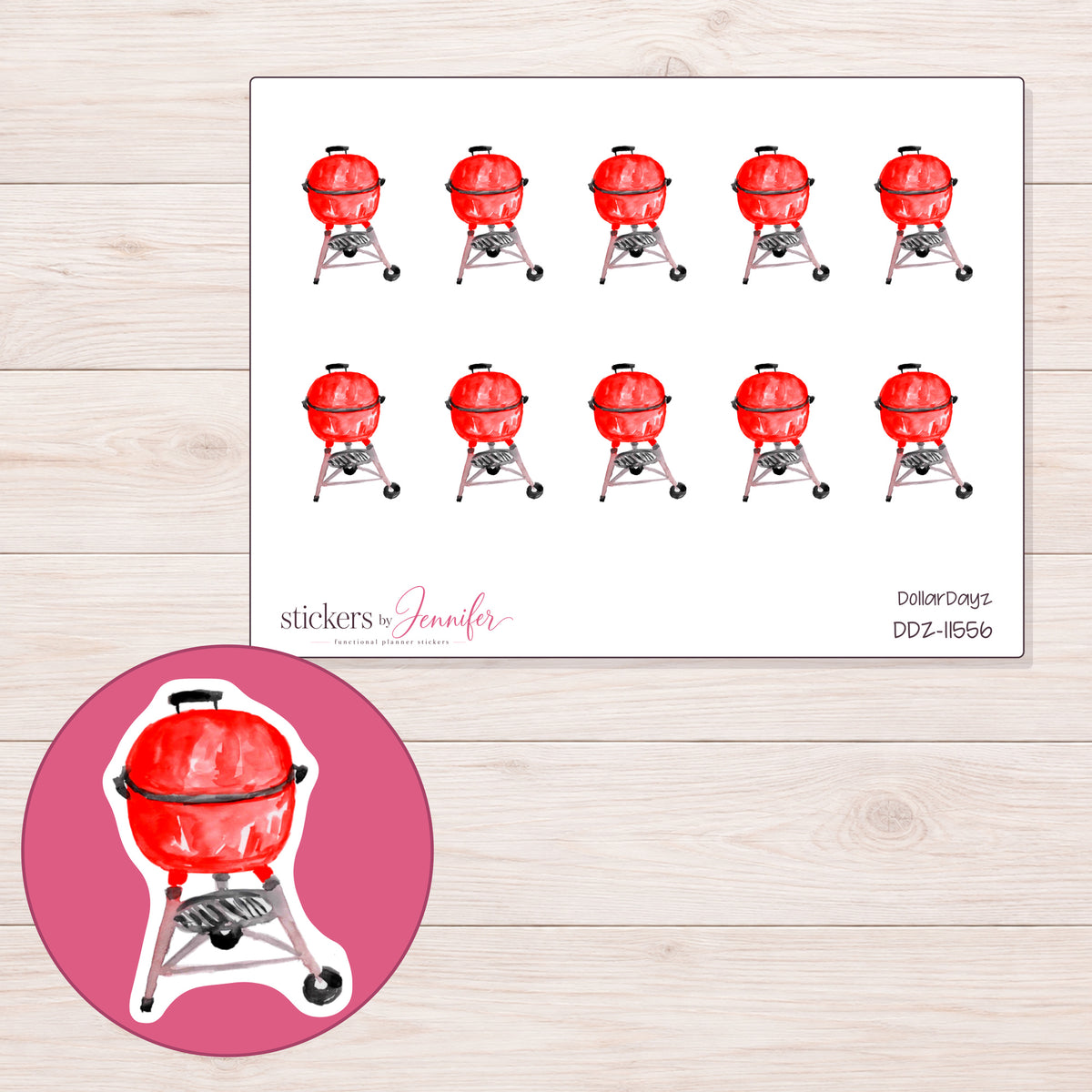 DDZ-11556 planner sticker sheet with enlarged sticker detail