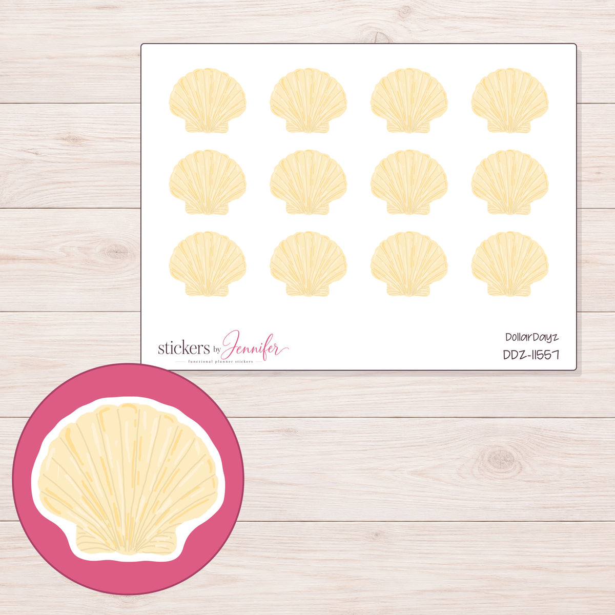 DDZ-11557 planner sticker sheet with enlarged sticker detail