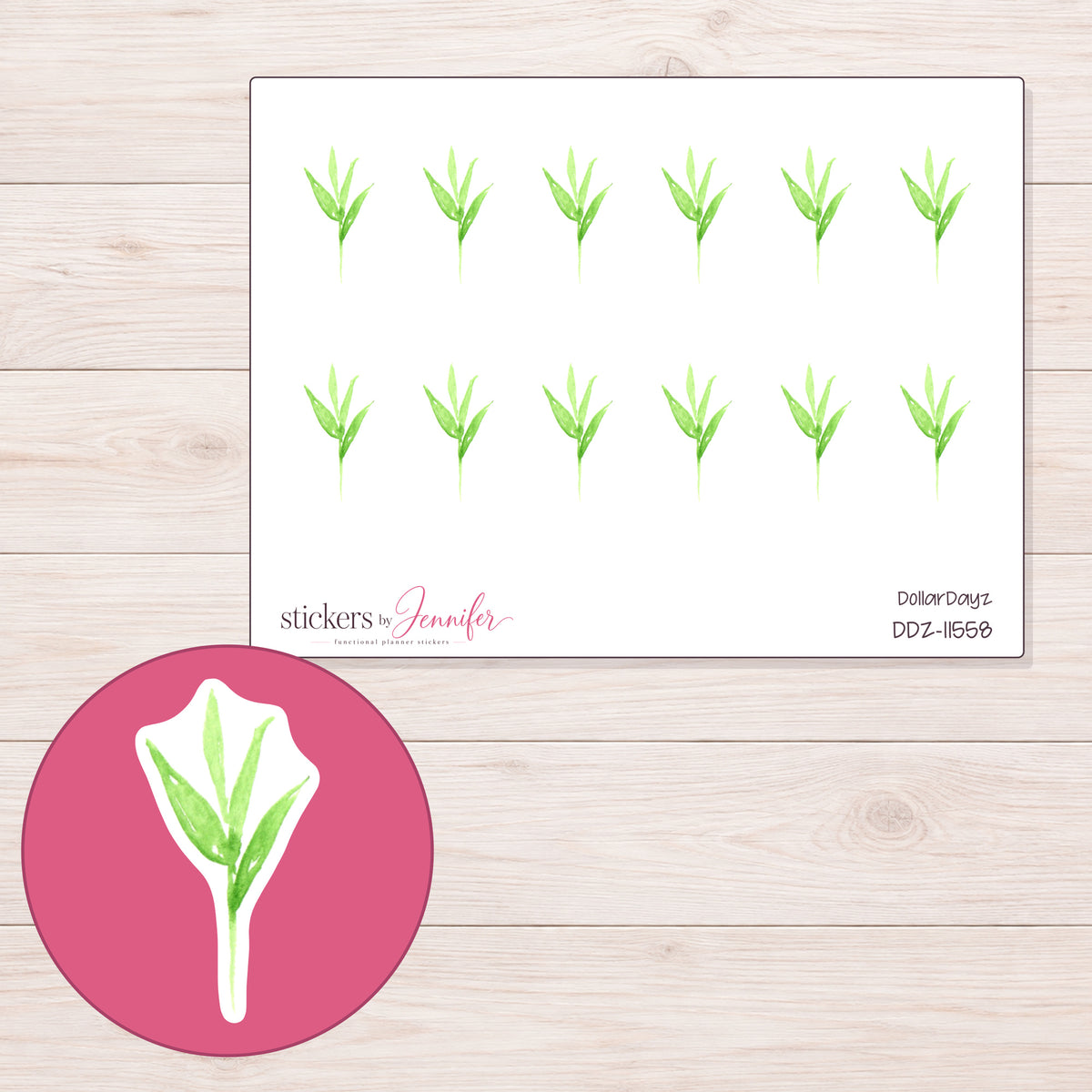 DDZ-11558 planner sticker sheet with enlarged sticker detail