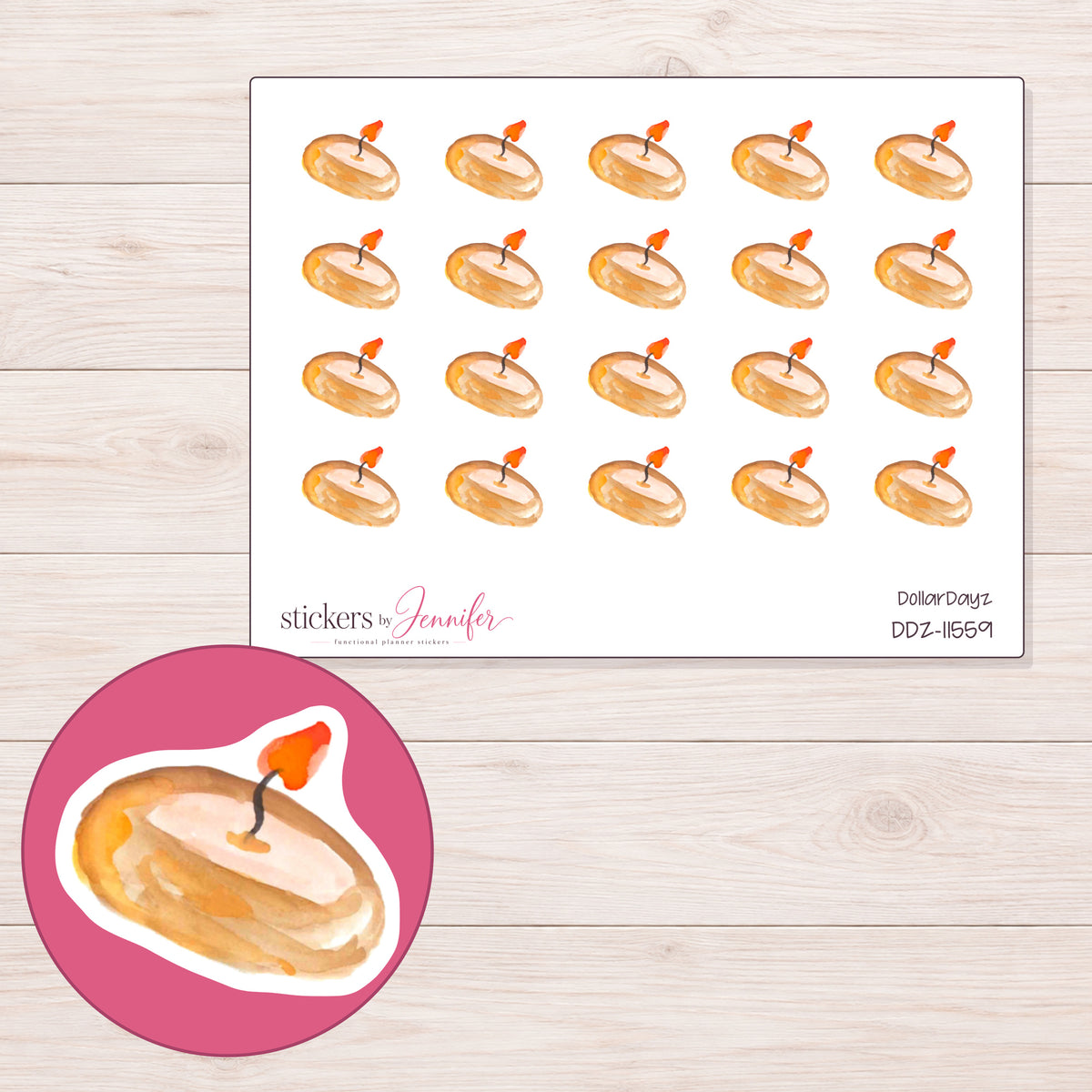 DDZ-11559 planner sticker sheet with enlarged sticker detail