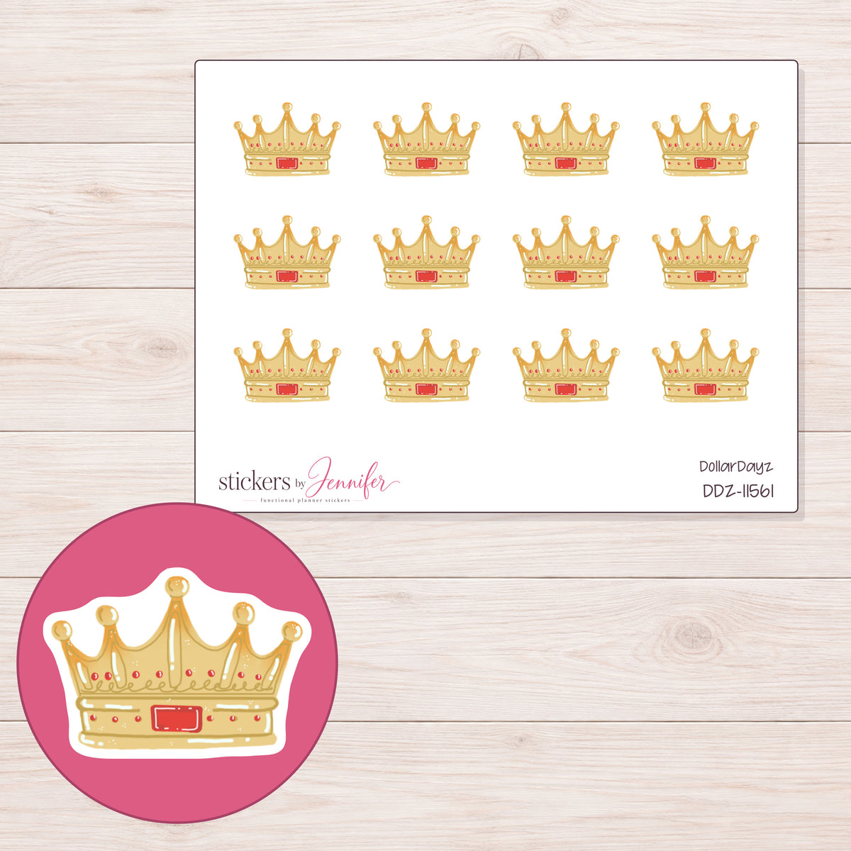 DDZ-11561 planner sticker sheet with enlarged sticker detail