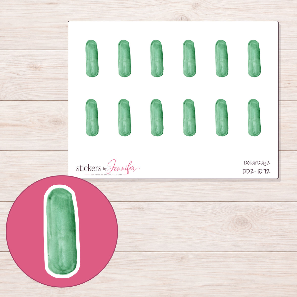 DDZ-11572 planner sticker sheet with enlarged sticker detail
