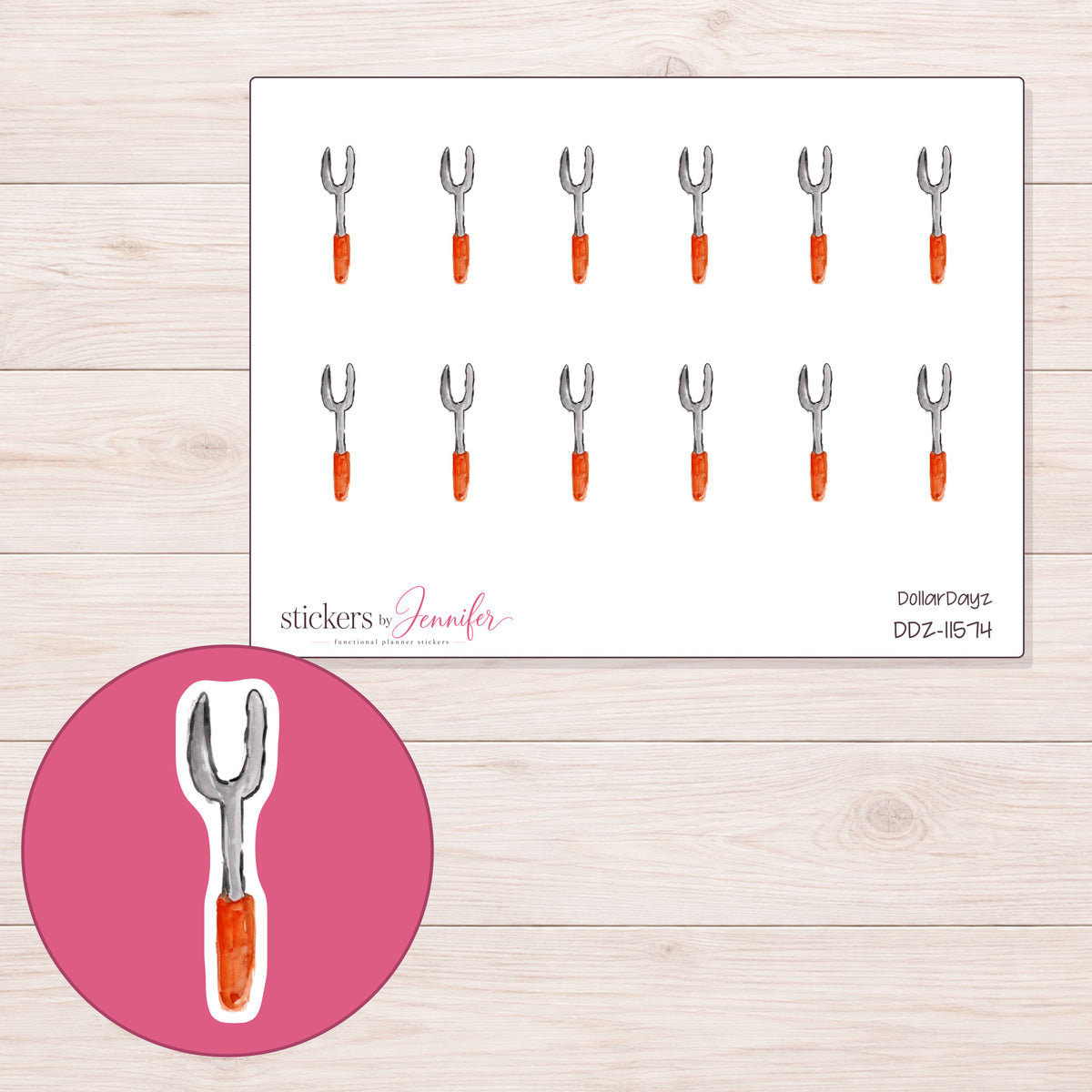 DDZ-11574 planner sticker sheet with enlarged sticker detail