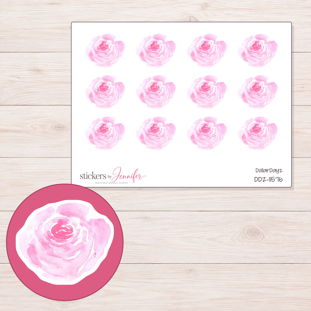DDZ-11576 planner sticker sheet with enlarged sticker detail