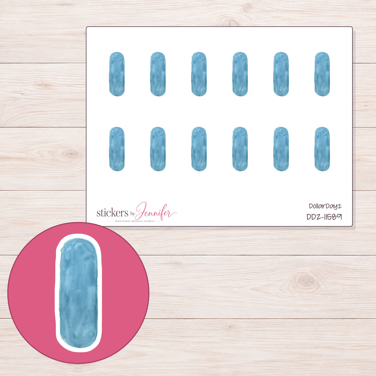 DDZ-11589 planner sticker sheet with enlarged sticker detail