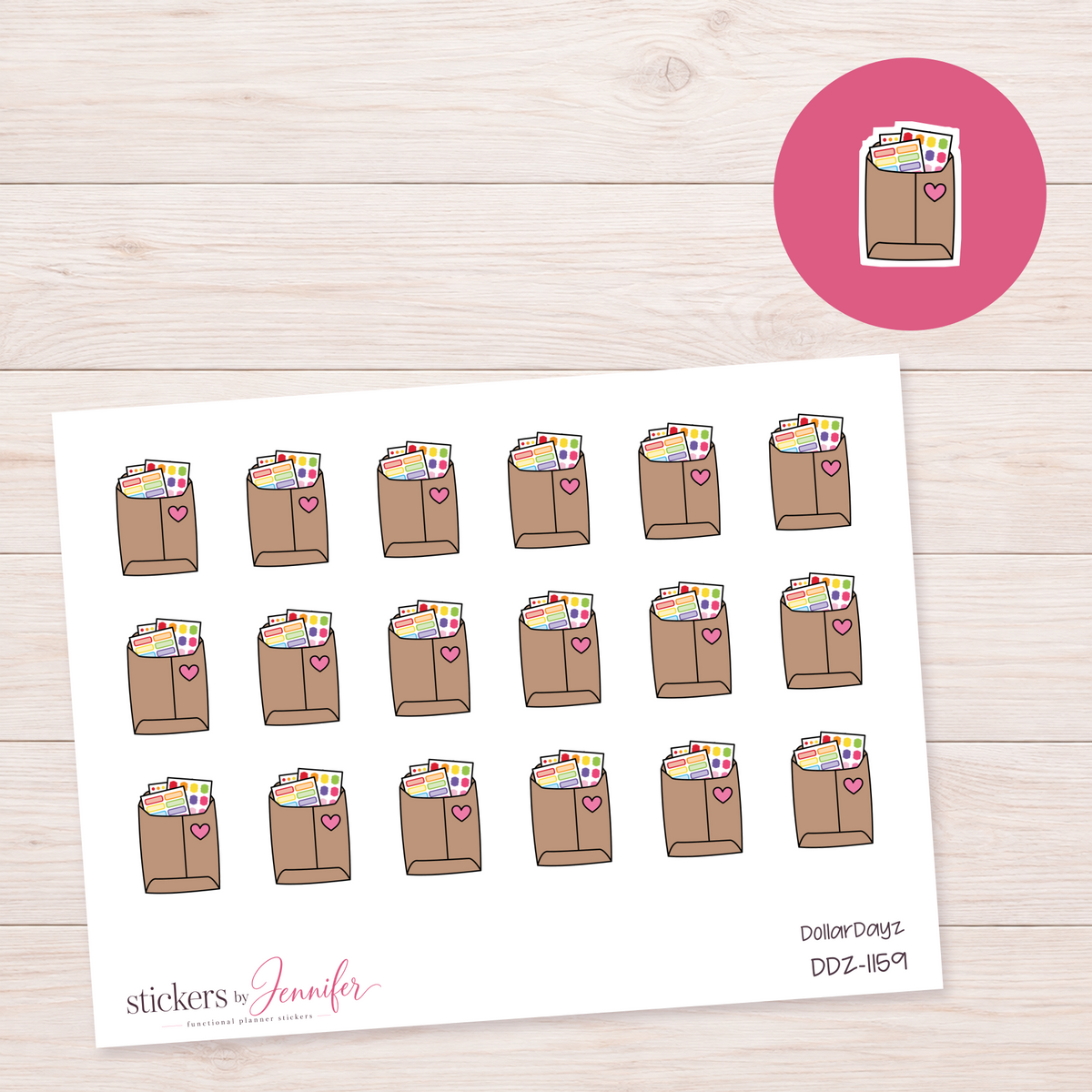 Brown Sticker Shopping Bag Planner Stickers | DDZ-1159