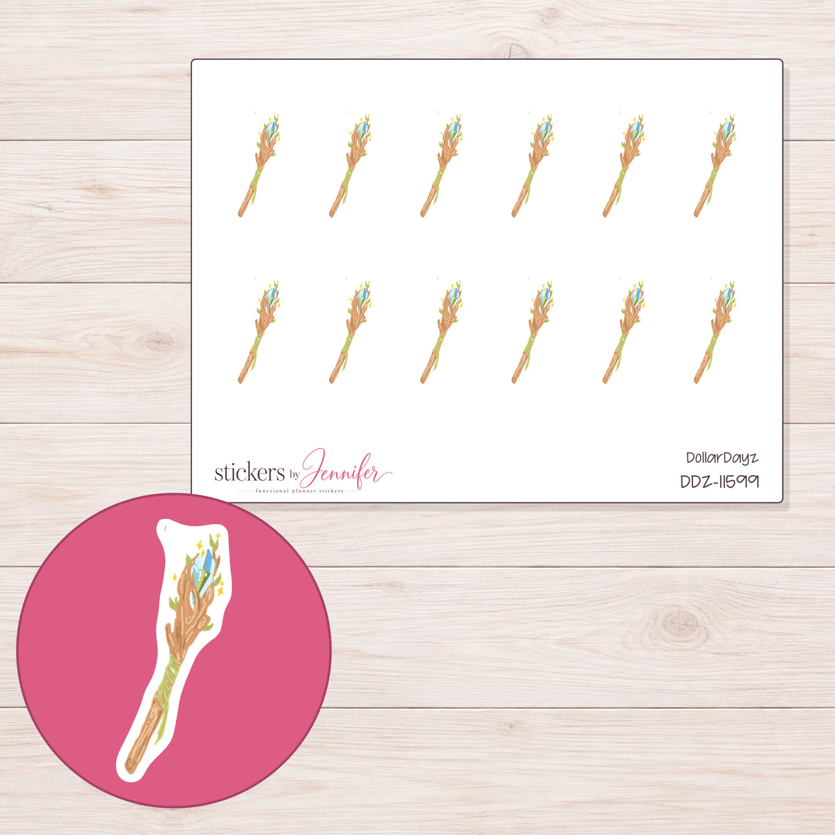 DDZ-11599 planner sticker sheet with enlarged sticker detail