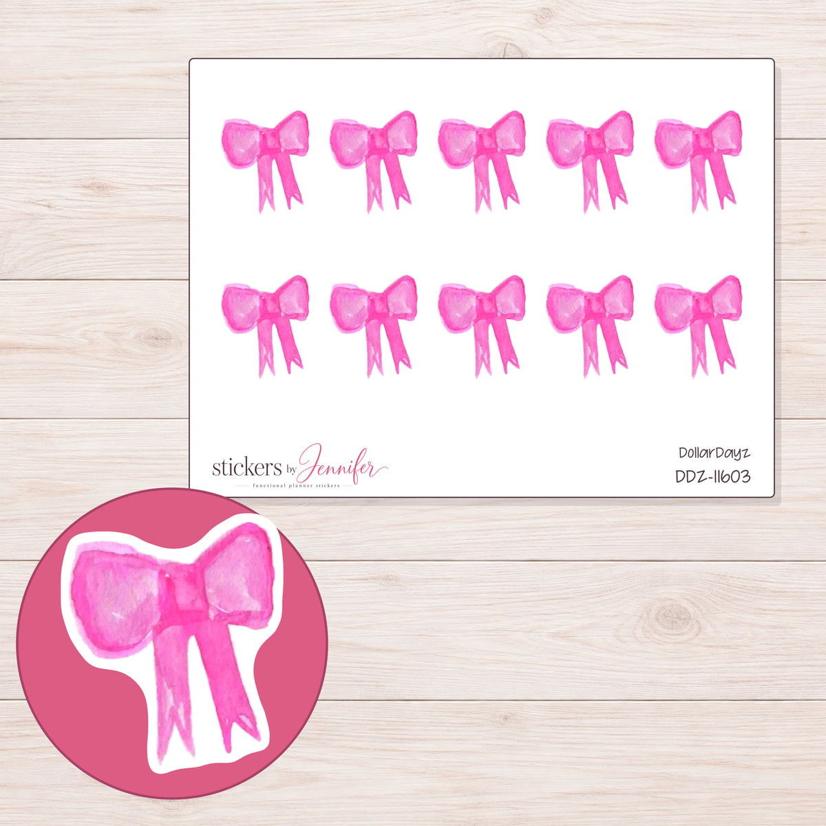 DDZ-11603 planner sticker sheet with enlarged sticker detail