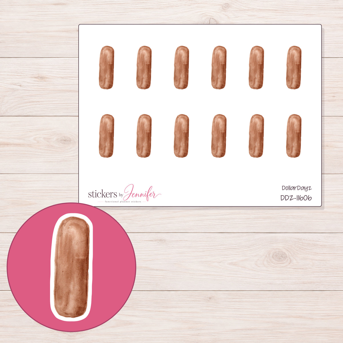 DDZ-11606 planner sticker sheet with enlarged sticker detail