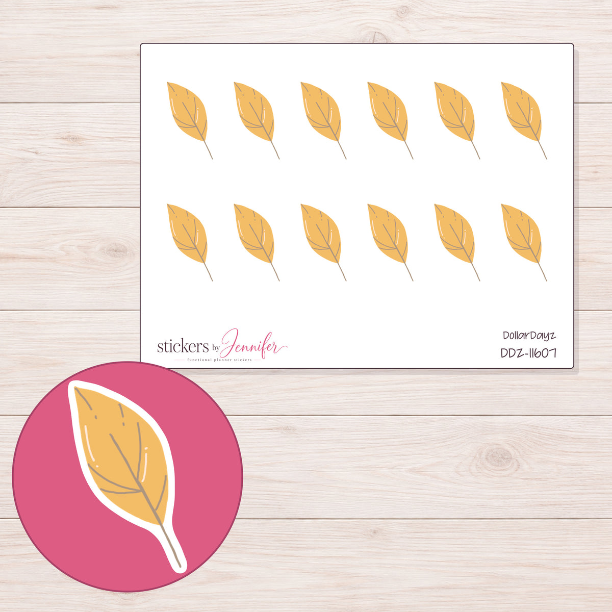 DDZ-11607 planner sticker sheet with enlarged sticker detail