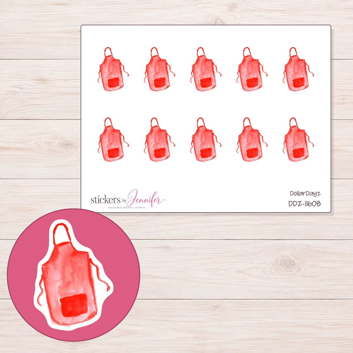 DDZ-11608 planner sticker sheet with enlarged sticker detail