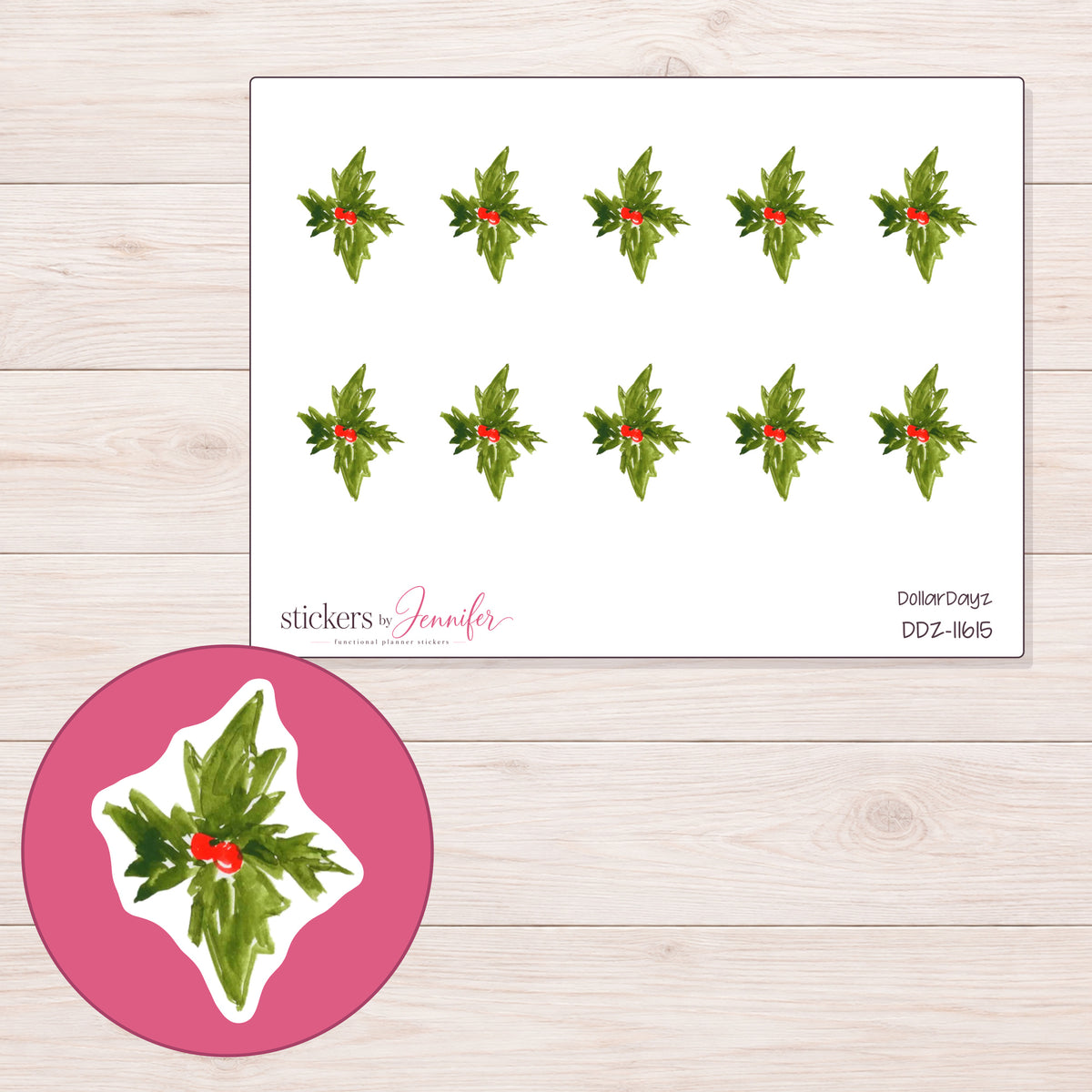 DDZ-11615 planner sticker sheet with enlarged sticker detail