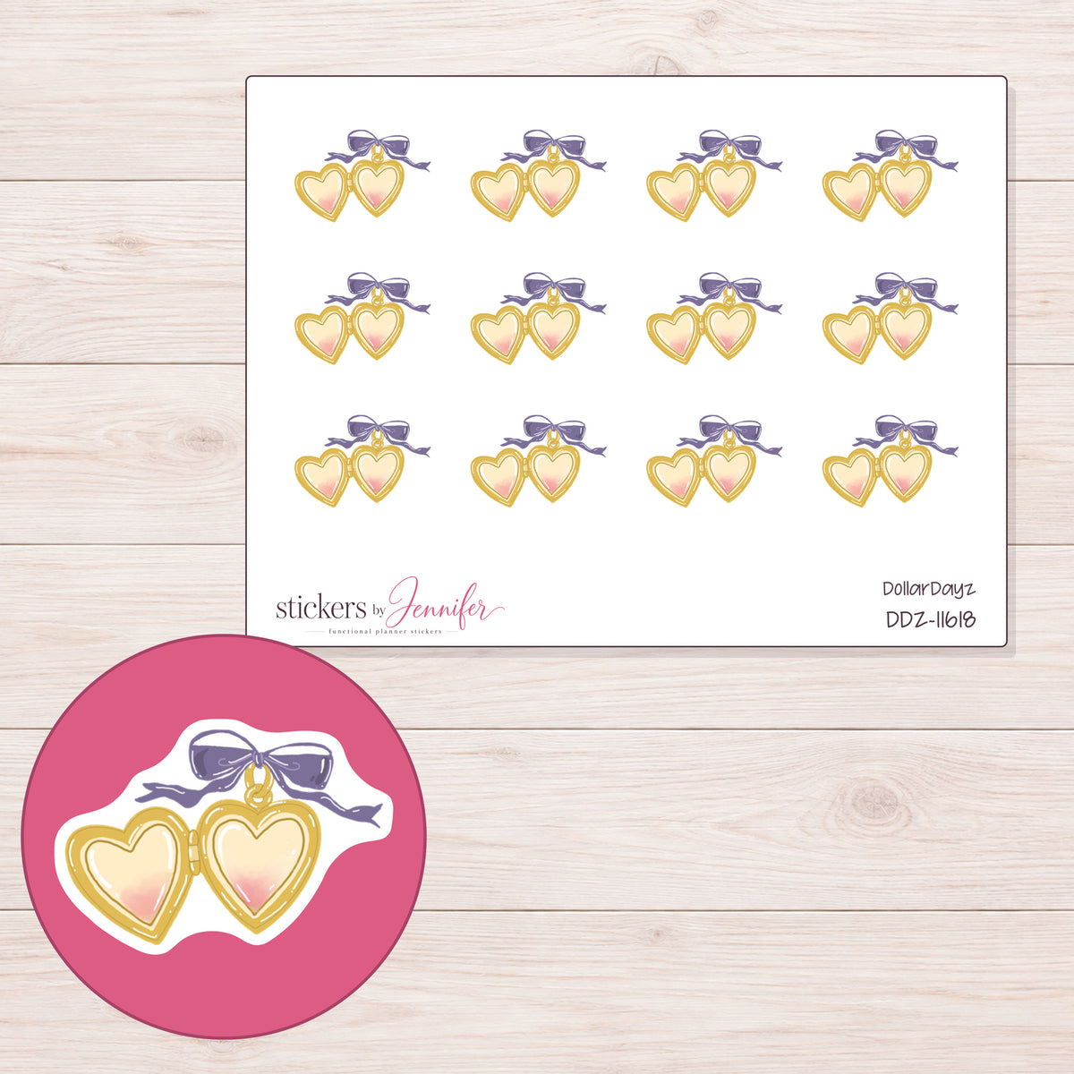 DDZ-11618 planner sticker sheet with enlarged sticker detail