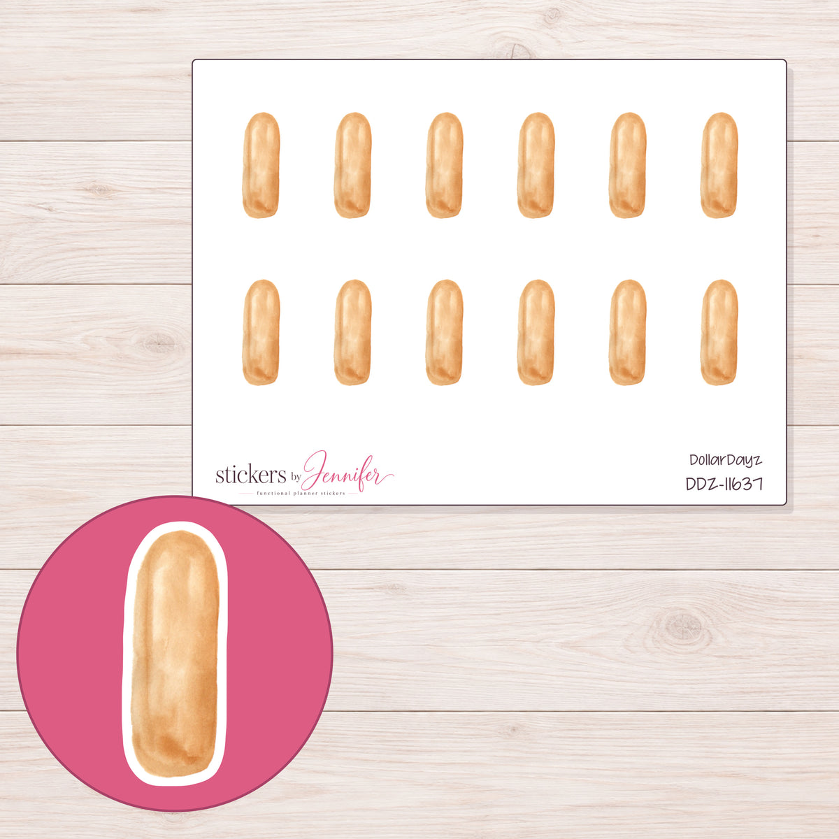 DDZ-11637 planner sticker sheet with enlarged sticker detail