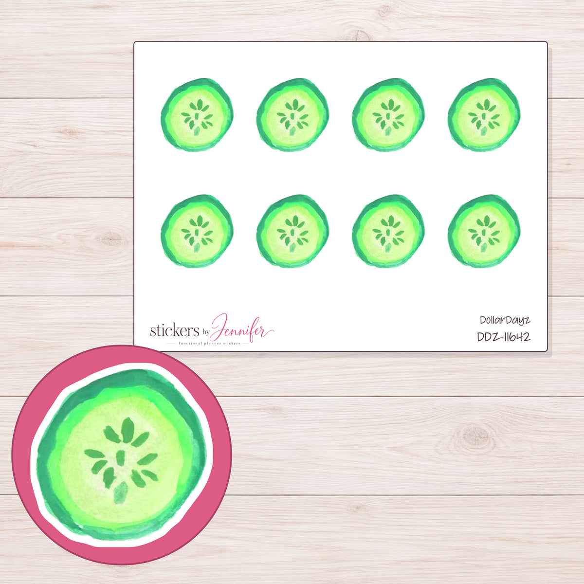 DDZ-11642 planner sticker sheet with enlarged sticker detail