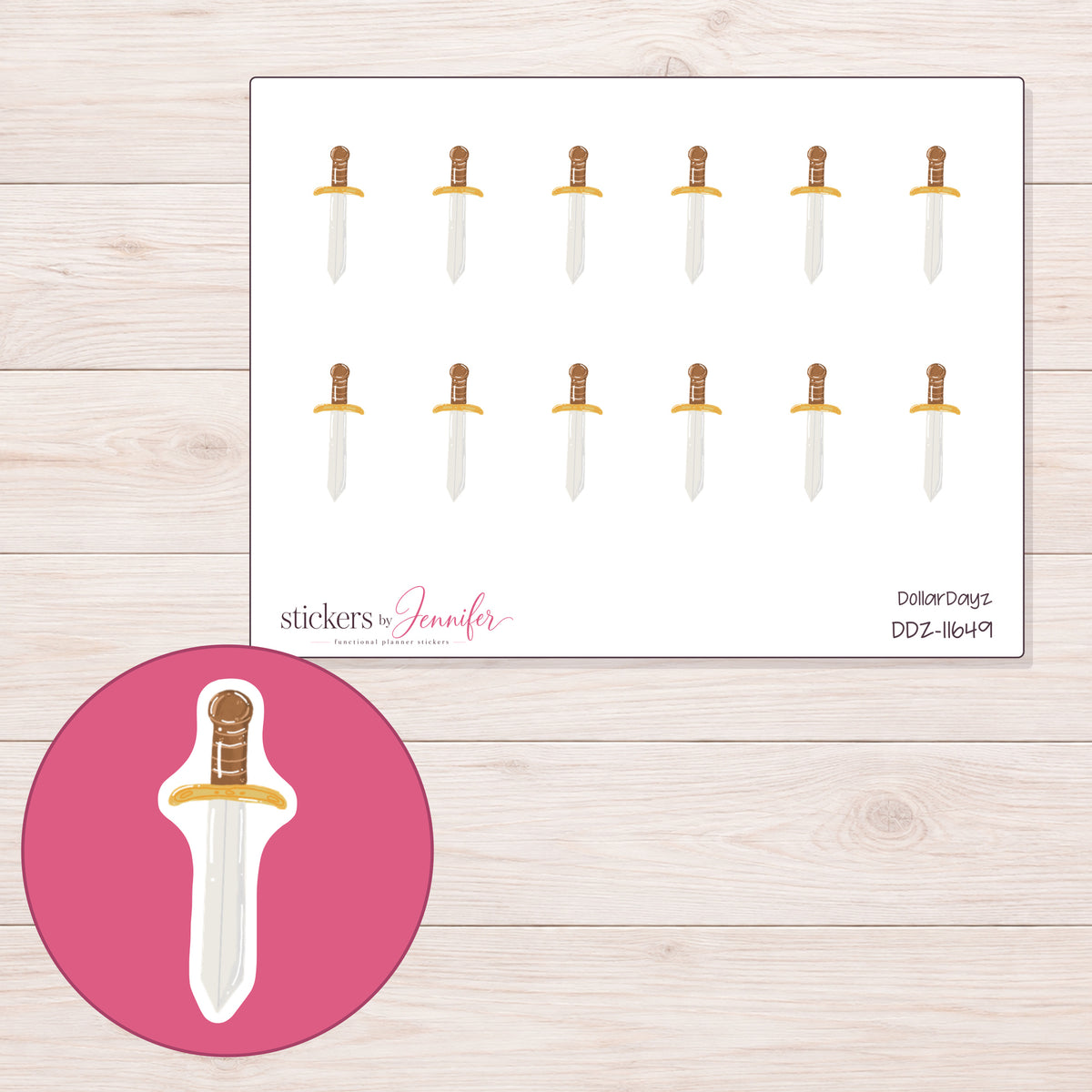 DDZ-11649 planner sticker sheet with enlarged sticker detail